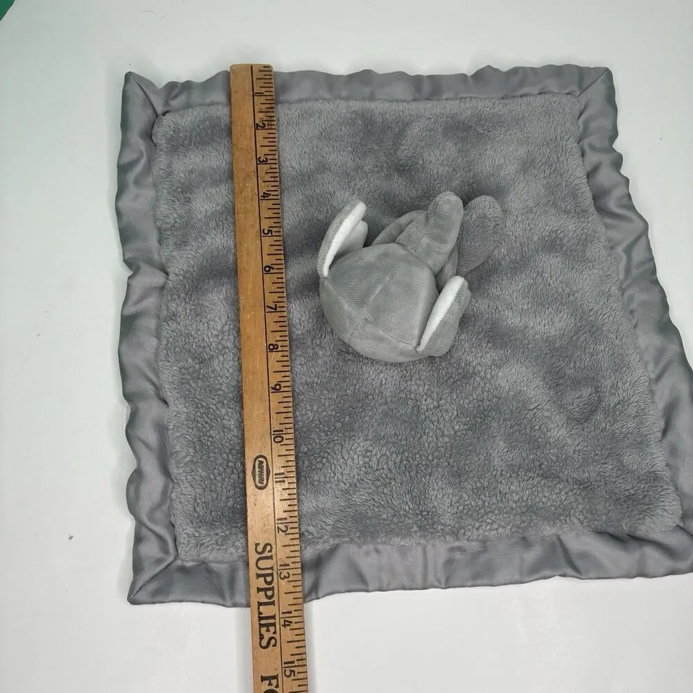 Carters Gray Elephant Security Blanket Plush Lovey2023 Satin Trim Baby 14”x14”